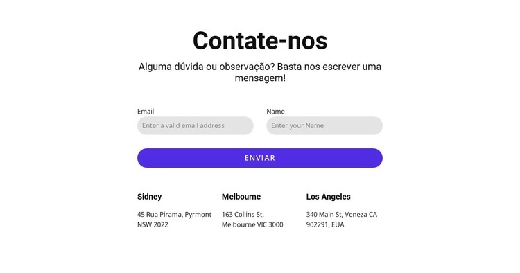 Nossos locais em todo o mundo Design do site