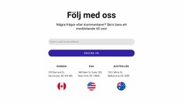 Häng Med Oss Block Med Kontaktformulär Och Flaggor - Mall För Webbplatsbyggare