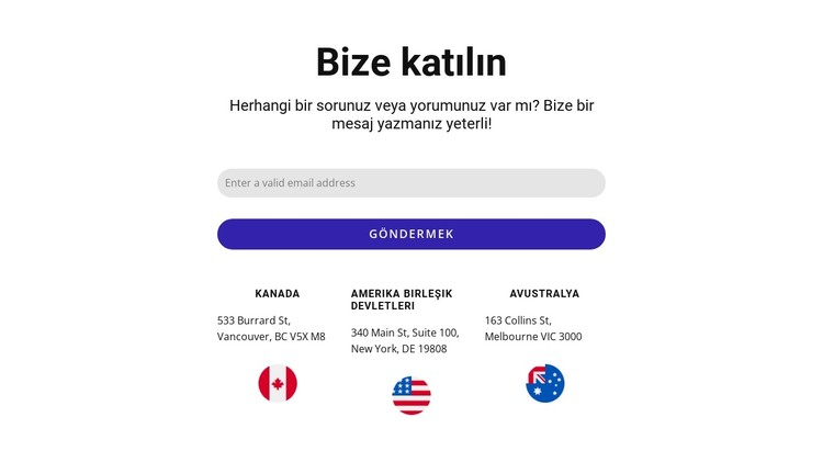 İletişim formu ve bayraklarla bize katılın CSS Şablonu