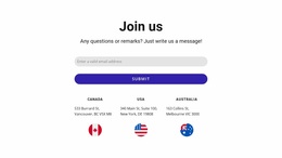 Join Us Block With Contact Form And Flags - Custom Website Design