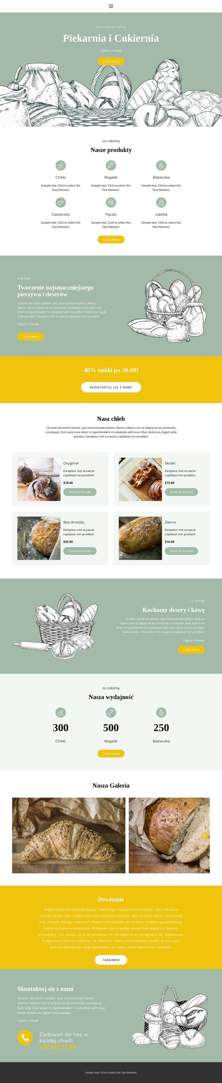 Piekarnictwo i Cukiernictwo Makieta strony internetowej