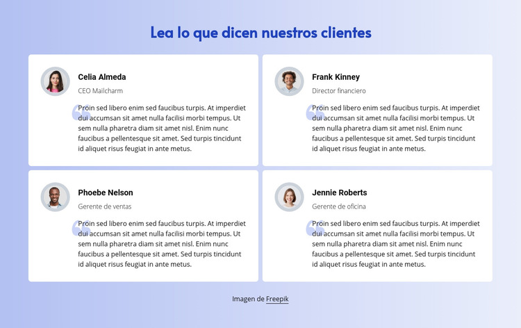 Lea lo que dicen los clientes Plantilla de sitio web