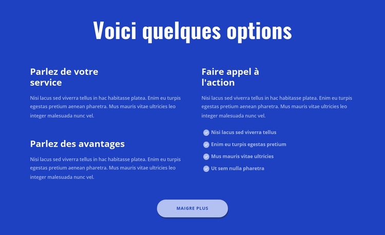 Voici quelques options Maquette de site Web