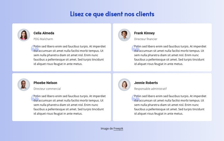 Lisez ce que disent les clients Page de destination