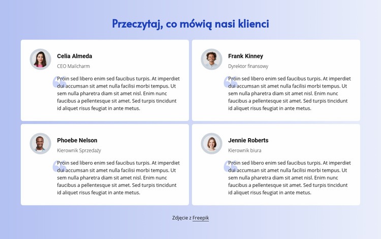 Przeczytaj, co mówią klienci Makieta strony internetowej