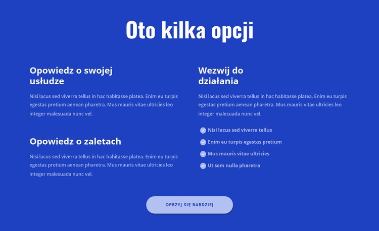 Oto kilka opcji Makieta strony internetowej