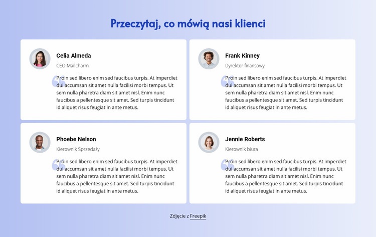 Przeczytaj, co mówią klienci Szablon