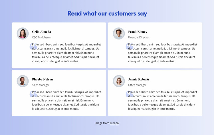 Read what customers say Website Mockup