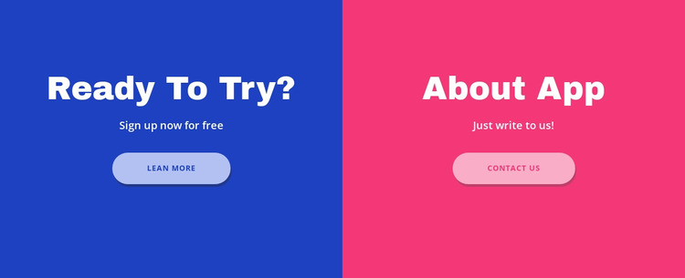 Text and button in cells Website Mockup