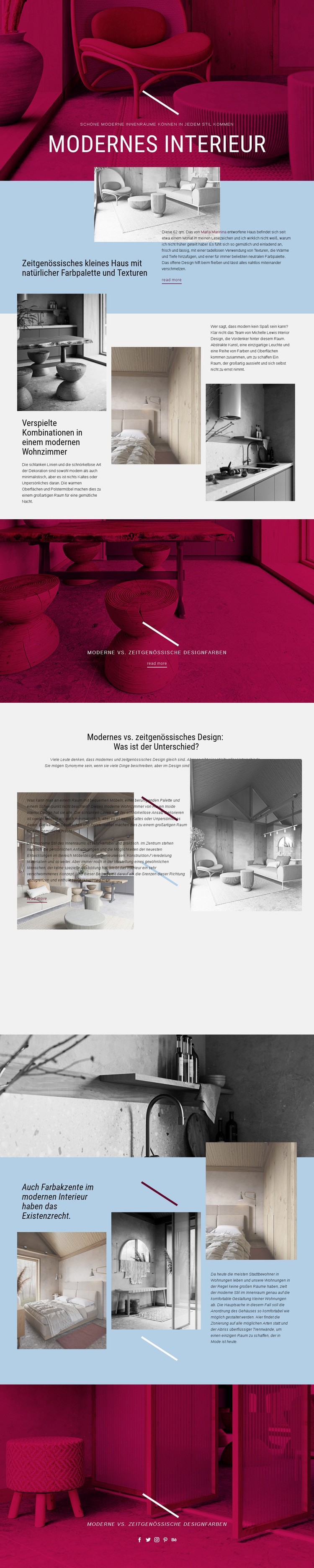 Modernes Interieur Website Builder-Vorlagen