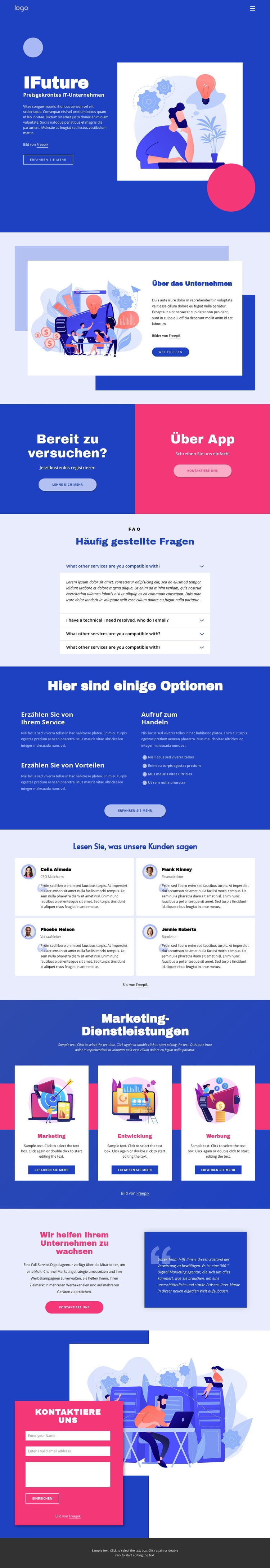 IT-Lösungen und Marketing Landing Page