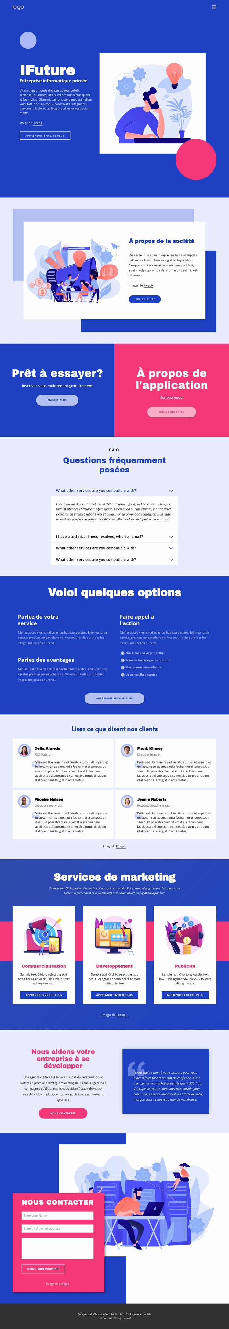 Solutions informatiques et marketing Modèle d'une page