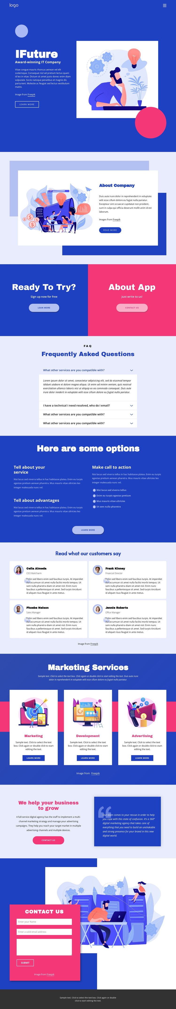 IT solutions and marketing One Page Template
