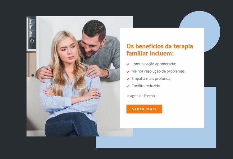 Os benefícios da terapia familiar Maquete do site