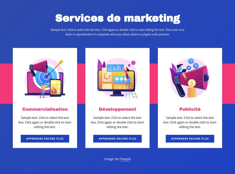 Services de marketing Maquette de site Web