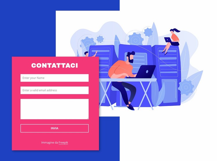 Modulo di contatto con immagine e forma Mockup del sito web