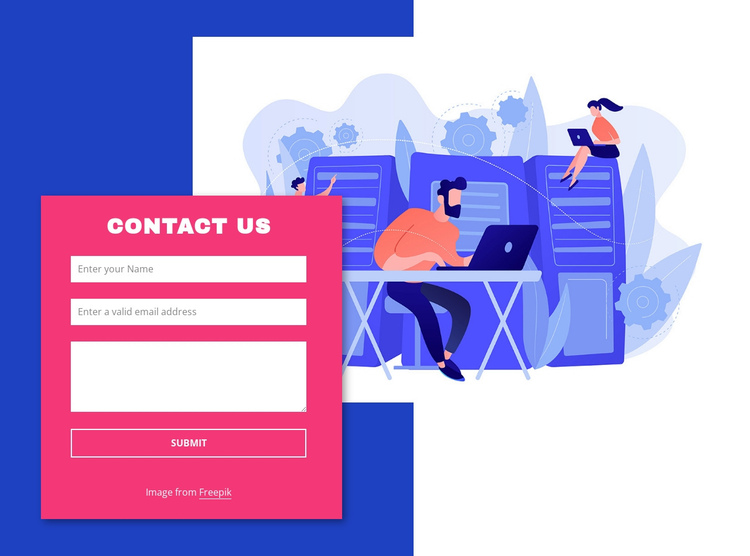 Contact form with image and shape One Page Template