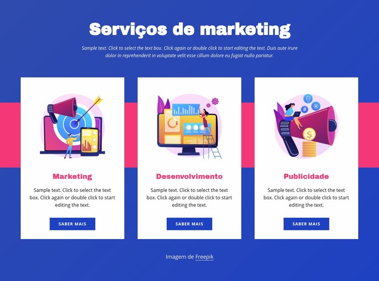 Serviços de marketing Maquete do site