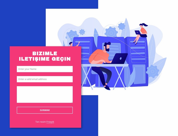 Resim ve şekil içeren iletişim formu Web Sitesi Mockup'ı