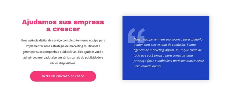 Citação em fundo e texto Design do site