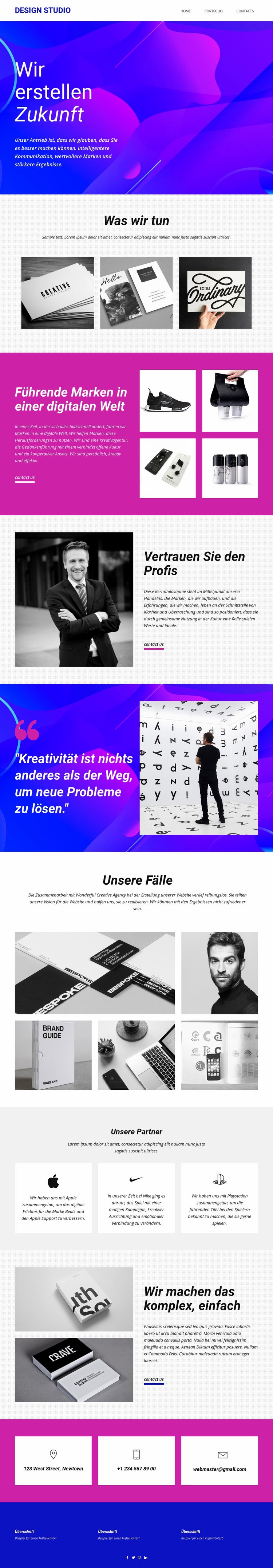 Progressive Kunst und Design Website design