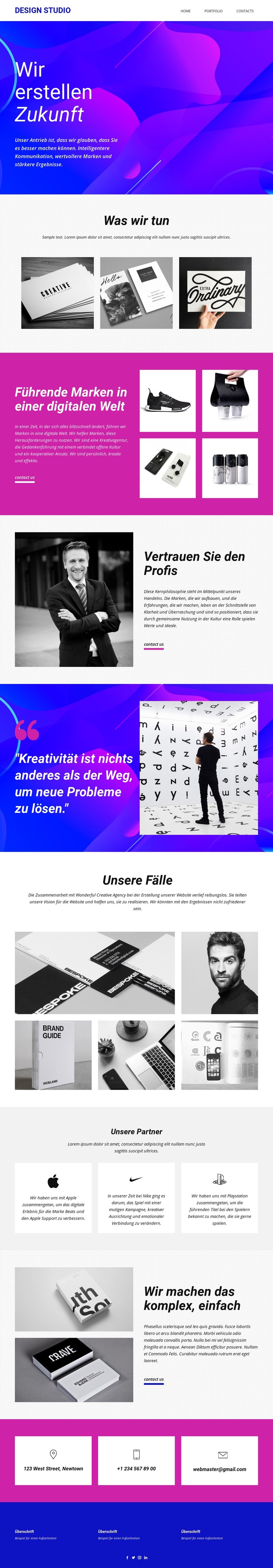 Progressive Kunst und Design Website-Modell