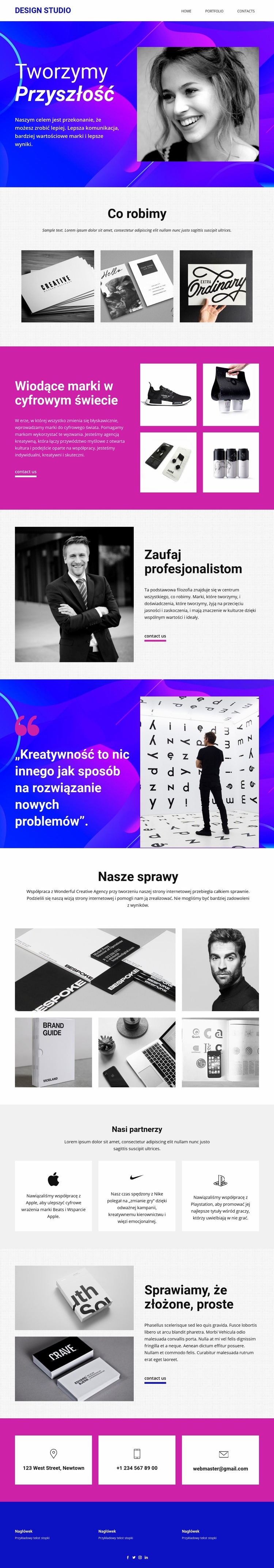 Sztuka i projektowanie progresywne Projekt strony internetowej