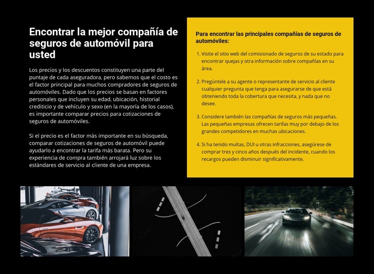 Seguro de auto Diseño de páginas web