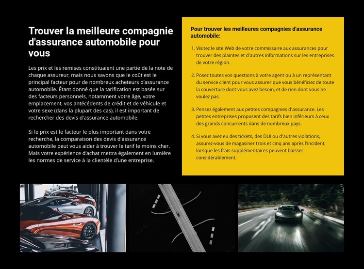 Assurance voiture Maquette de site Web