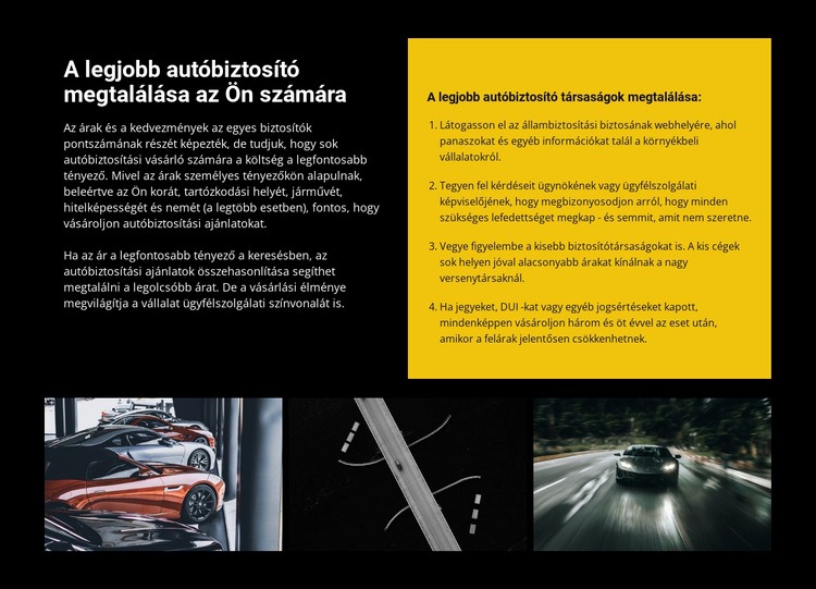 Autó biztosítás HTML Sablon
