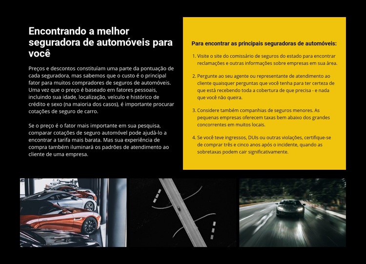 Seguro de automóvel Design do site