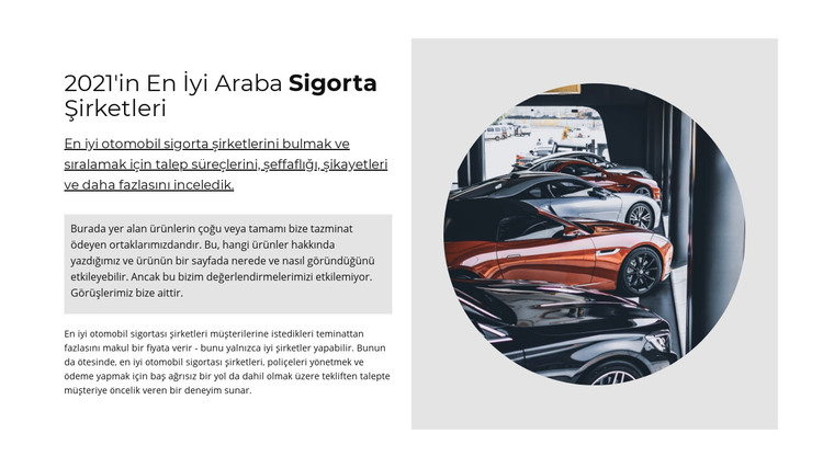 En iyi araba sigortası HTML Şablonu