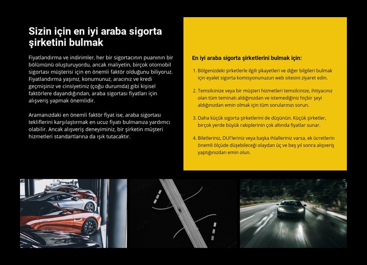 Araba sigortası Web sitesi tasarımı