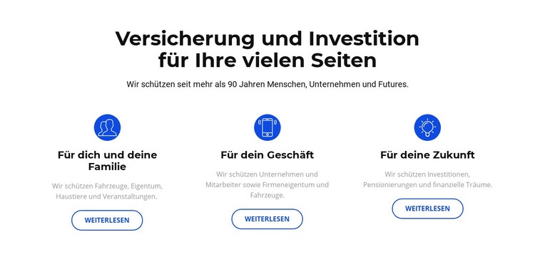 Versicherung und Investition Eine Seitenvorlage