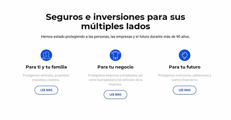 Seguros e inversiones Creador de sitios web HTML