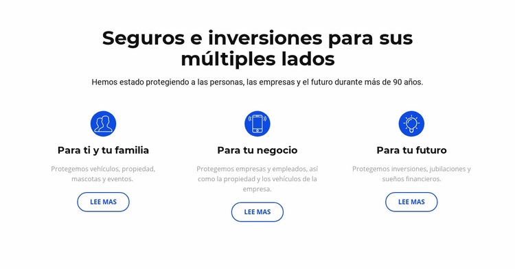 Seguros e inversiones Plantillas de creación de sitios web