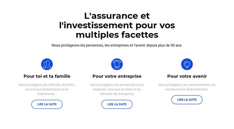 Assurance et investissement Modèles de constructeur de sites Web