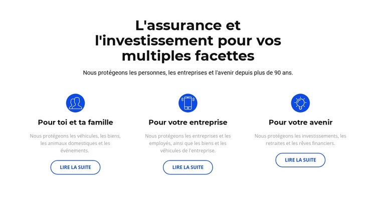 Assurance et investissement Page de destination