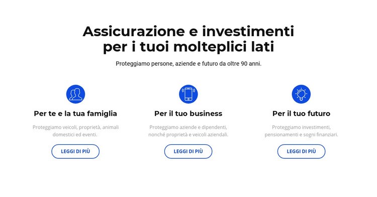 Assicurazione e investimento Un modello di pagina