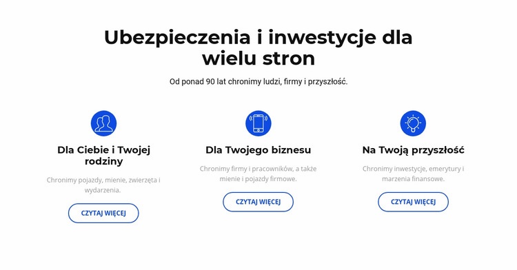 Ubezpieczenia i inwestycje Makieta strony internetowej