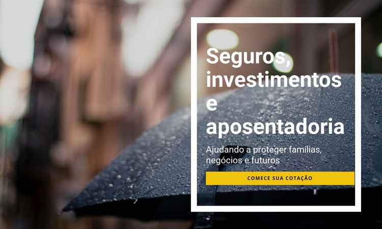 Investimento em seguros e aposentadoria Maquete do site
