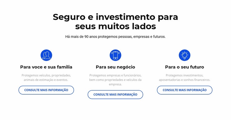 Seguro e investimento Maquete do site