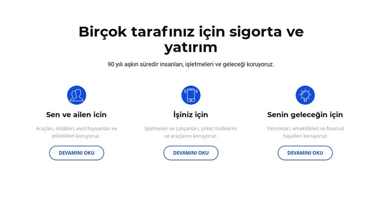 Sigorta ve yatırım Web Sitesi Mockup'ı