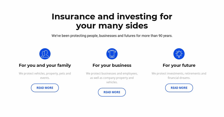 Insurance and investment Website Mockup