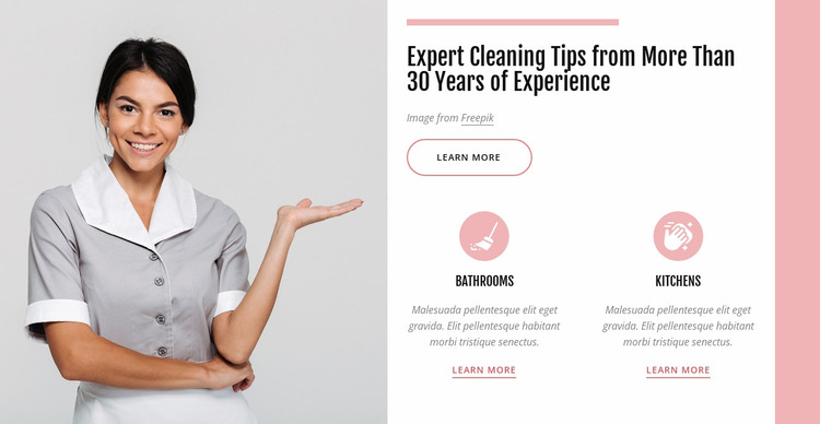 Expert cleaning tips Website Mockup