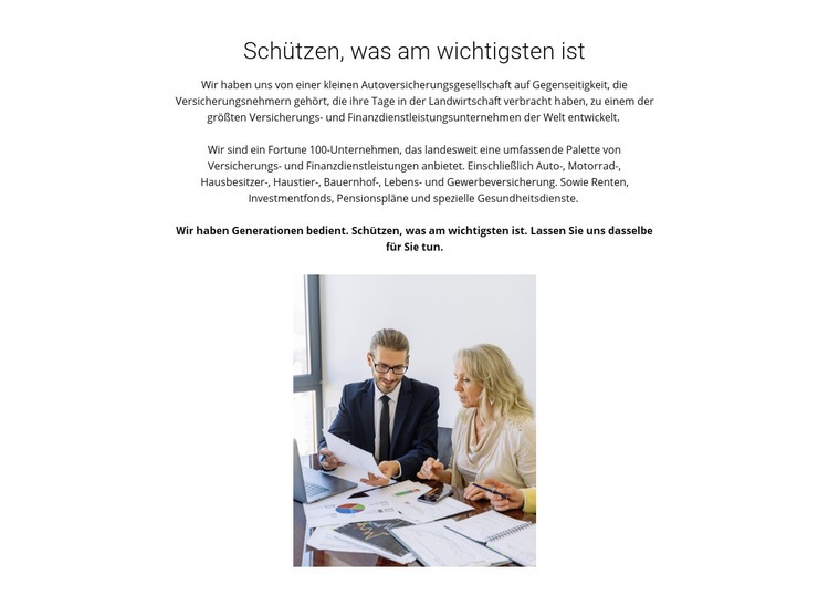 Vollversicherung Website Builder-Vorlagen