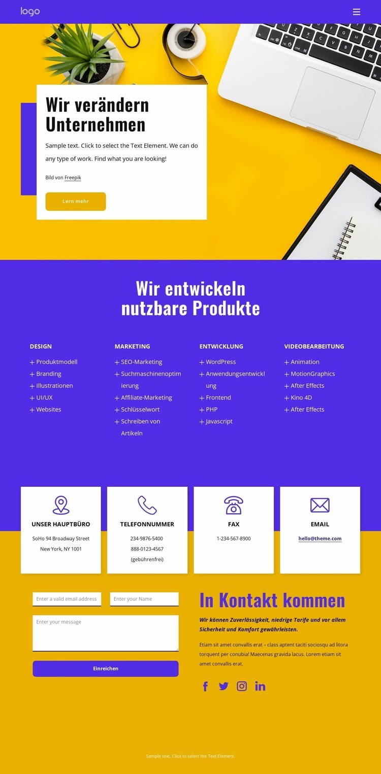 Wir verändern Unternehmen Website Builder-Vorlagen