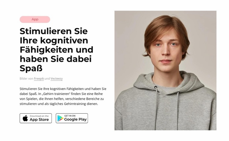 Gehirntraining-App Website design