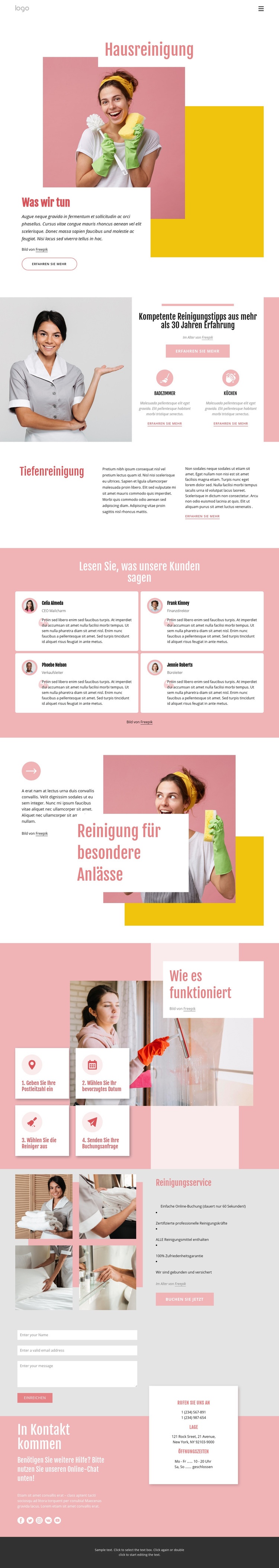 Professionelle, maßgeschneiderte Hausreinigung Website design