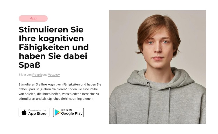 Gehirntraining-App Website-Vorlage